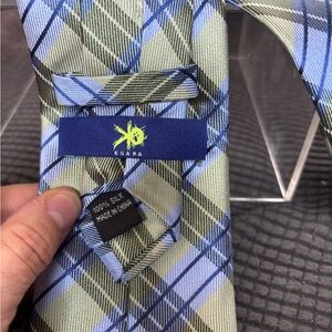 Egara Blue and Green Plaid Silk Tie